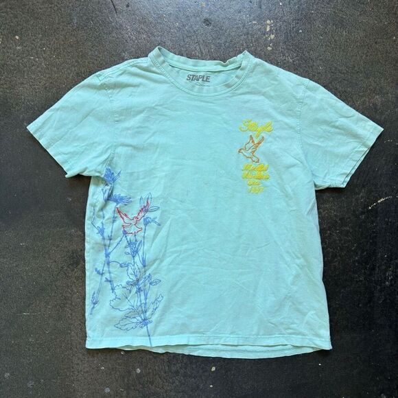 Staple Baby Blue Short Sleeve T-Shirt Embroidered Mens size XL Streetwear - Picture 1 of 16